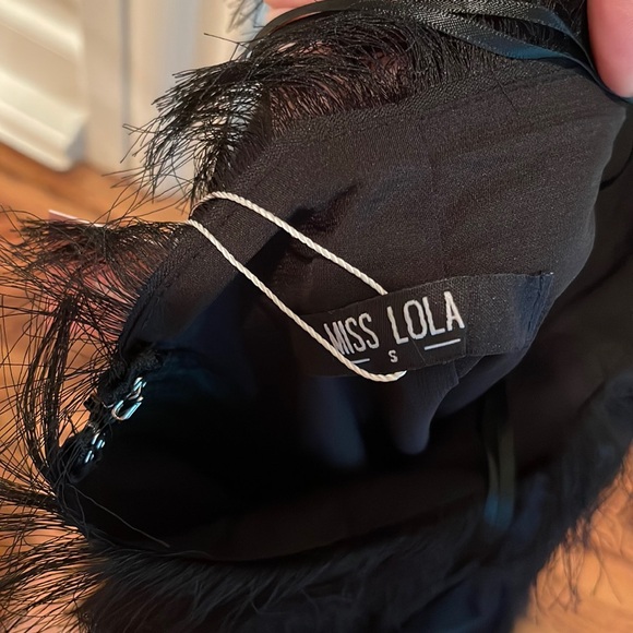 *NWT Miss Lola NOCHE DE AMOR FRINGE SKIRT MAXI DRESS - BLACK - Picture 6 of 7